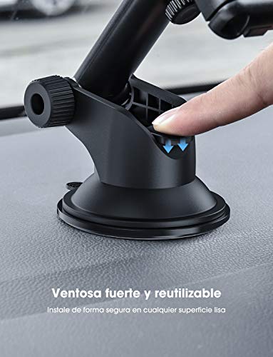 Mpow Soporte Coche Movil, Salpicadero/Parabrisas Porta Movil para Coche con Rotación de 360°, Universal Soporte Telefono Coche con Ventosa Fuerte Soporte Coche Movil para iPhone11 Pro MAX X 8, y ect