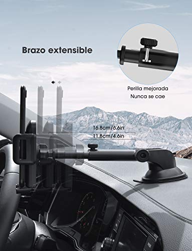 Mpow Soporte Coche Movil, Salpicadero/Parabrisas Porta Movil para Coche con Rotación de 360°, Universal Soporte Telefono Coche con Ventosa Fuerte Soporte Coche Movil para iPhone11 Pro MAX X 8, y ect