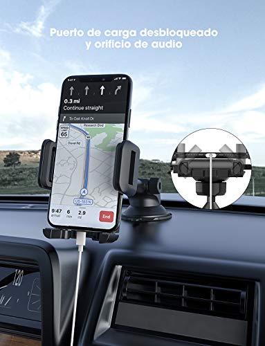 Mpow Soporte Coche Movil, Salpicadero/Parabrisas Porta Movil para Coche con Rotación de 360°, Universal Soporte Telefono Coche con Ventosa Fuerte Soporte Coche Movil para iPhone11 Pro MAX X 8, y ect
