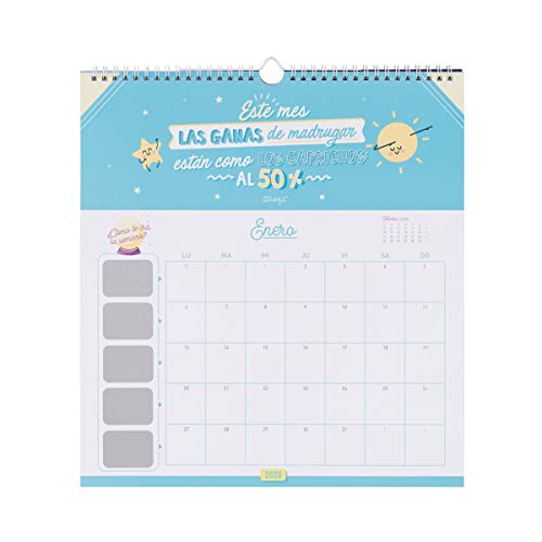 Mr. Wonderful WOA09847ES, Calendario de Pared 2020, Talla Única, Azul