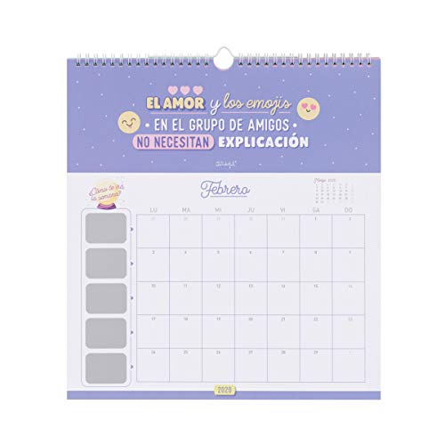 Mr. Wonderful WOA09847ES, Calendario de Pared 2020, Talla Única, Azul