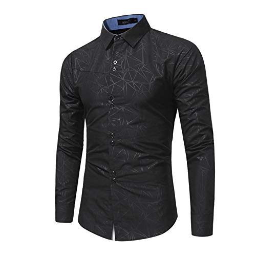 Mr.BaoLong&Miss.GO Camisas para Hombres Camisas De Manga Larga con Estampado Geométrico De Moda para Hombres Camisas De Talla Grande Delgadas para Hombres