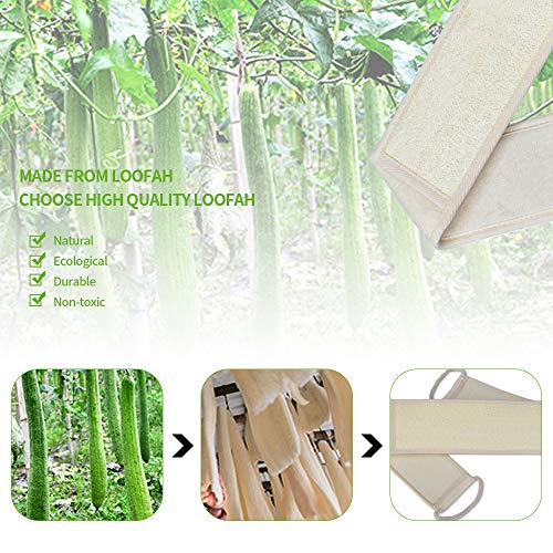 mreechan Loofah Esponja,100% Loofah Esponja Natural,Loofah Esponja Espalda Scrubber Loofah Guantes y Loofah Pad para baño y Ducha, Loofah Esponja con Espalda Correa,Exfoliante Corporal Set