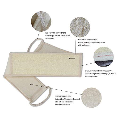 mreechan Loofah Esponja,100% Loofah Esponja Natural,Loofah Esponja Espalda Scrubber Loofah Guantes y Loofah Pad para baño y Ducha, Loofah Esponja con Espalda Correa,Exfoliante Corporal Set