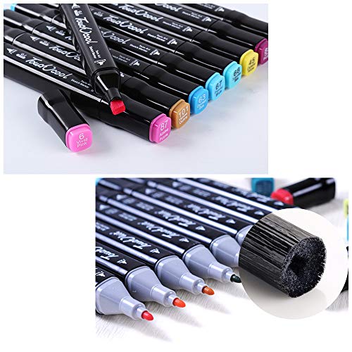 mreechan Marker,marker de 80 colores,markers de bocetos de arte markers,markers de alcohol y aceite Diseño de animación con bolsa negra para adultos de niños Artista El dibujo Dibujos animados Pintura