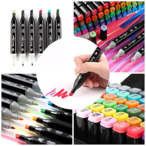 mreechan Marker,marker de 80 colores,markers de bocetos de arte markers,markers de alcohol y aceite Diseño de animación con bolsa negra para adultos de niños Artista El dibujo Dibujos animados Pintura