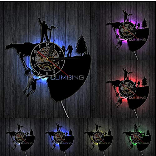 MRQXDP Reloj de Pared para decoración del hogar de Escalada en Roca de montaña, diseño de Escalada Extrema en Roca, Reloj con Registro de Vinilo, Regalo Deportivo, Senderismo, Amantes de la Escalada