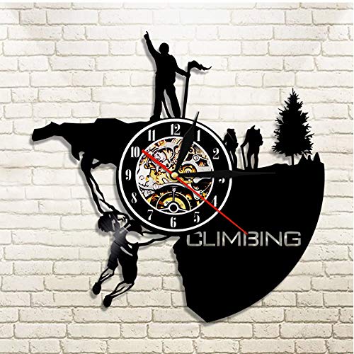 MRQXDP Reloj de Pared para decoración del hogar de Escalada en Roca de montaña, diseño de Escalada Extrema en Roca, Reloj con Registro de Vinilo, Regalo Deportivo, Senderismo, Amantes de la Escalada