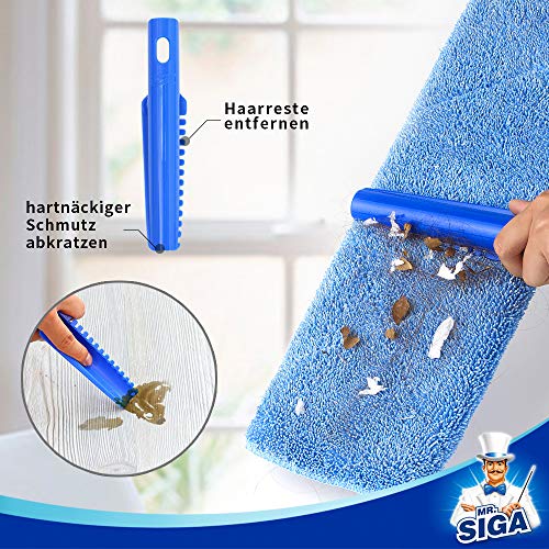 MR.SIGA Professional Microfiber Mop (Included 3 Microfiber Cloth Refills and 1 Dirt Removal Scrubber), Pad Size: 42cm x23cm