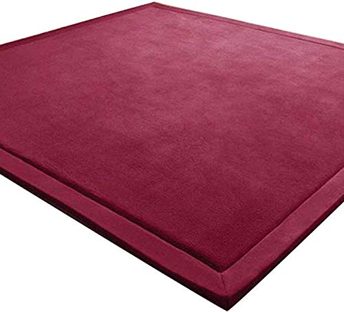 MSM Terciopelo De Coral Jugar Arrastrándose Estera,Espesar Guardería Bebé Bebé Niños Niños No-resbalón Alfombras,Estera De Yoga Almohadillas De Ejercicio Vino Rojo 100x200cm/39x79inch
