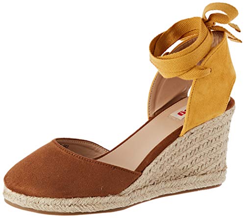 MTNG Collection 58935, Sandalias con Plataforma para Mujer, Marrón (Join Cuero/Mostaza/Lace Mostaza C49431), 37 EU