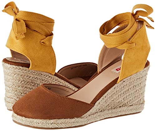 MTNG Collection 58935, Sandalias con Plataforma para Mujer, Marrón (Join Cuero/Mostaza/Lace Mostaza C49431), 37 EU