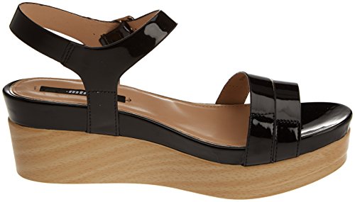 MTNG CUMA, Sandalias con Plataforma Plana para Mujer, Negro (Patent Negro), 41 EU
