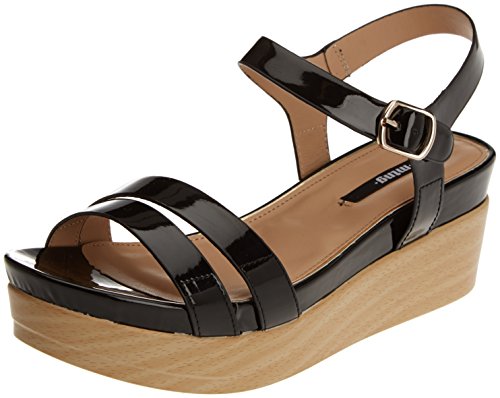 MTNG CUMA, Sandalias con Plataforma Plana para Mujer, Negro (Patent Negro), 41 EU
