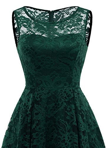 MUADRESS 6006 Vestido Cóctel Vintage A-línea Hi-Lo Elegante Mujer Flor Encaje Vestidos De Fiesta Verde M
