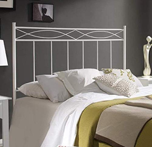 MUEBLIX | Cabecero de Forja NOVA | Cabecero de Cama Original de 105 cm | Cabezal de Cama Moderno | Para Camas Individuales | Color Blanco Roto | Excelente Acabado