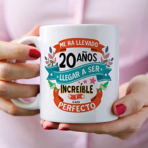 MUGFFINS Taza 20 Cumpleaños -"Me ha llevado 20 años llegar a ser increíble y casi perfecto - Regalos Desayuno Feliz Cumpleaños