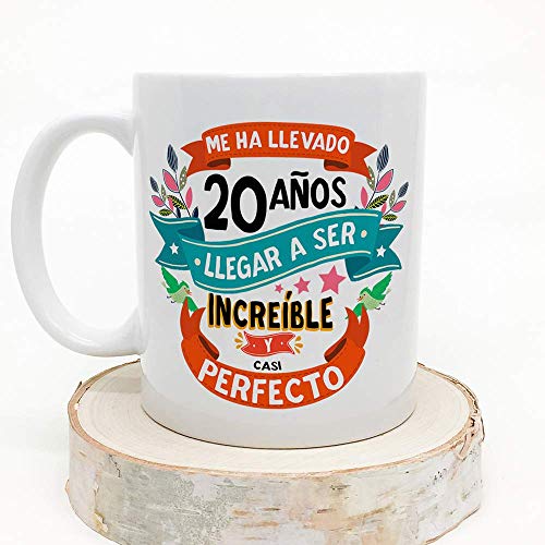 MUGFFINS Taza 20 Cumpleaños -"Me ha llevado 20 años llegar a ser increíble y casi perfecto - Regalos Desayuno Feliz Cumpleaños