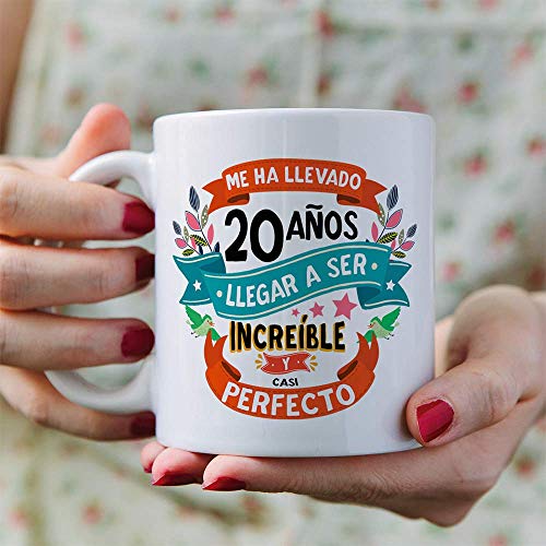 MUGFFINS Taza 20 Cumpleaños -"Me ha llevado 20 años llegar a ser increíble y casi perfecto - Regalos Desayuno Feliz Cumpleaños