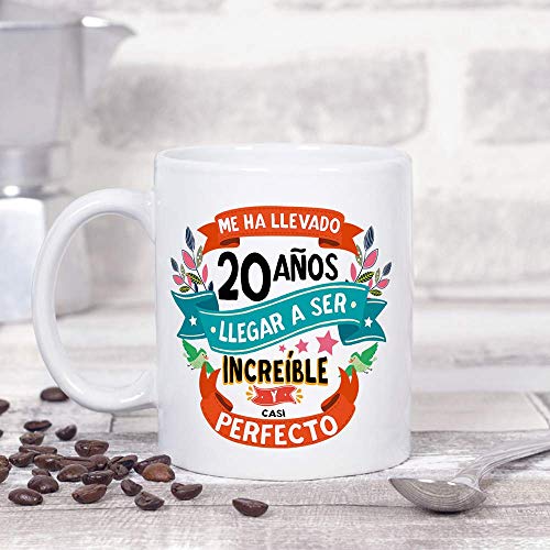MUGFFINS Taza 20 Cumpleaños -"Me ha llevado 20 años llegar a ser increíble y casi perfecto - Regalos Desayuno Feliz Cumpleaños