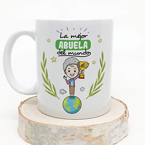 MUGFFINS Taza Abuela - La Mejor Abuela del Mundo - Taza Desayuno/Idea Regalo Original/Día de la Madre para Abuelitas. Cerámica 350 mL