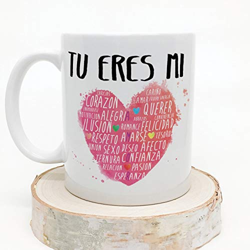 MUGFFINS Taza para Regalar a Enamorados/San Valentín - Tú Eres mi corazón - cerámica 350 ml - Tazas con Frases de Regalo para Novios/Novias. Anive