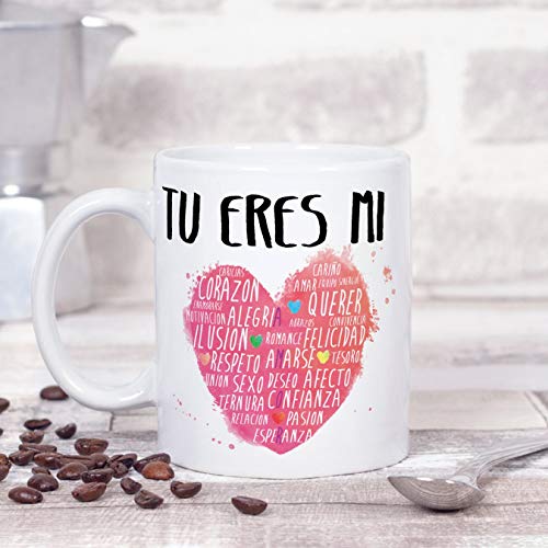 MUGFFINS Taza para Regalar a Enamorados/San Valentín - Tú Eres mi corazón - cerámica 350 ml - Tazas con Frases de Regalo para Novios/Novias. Anive