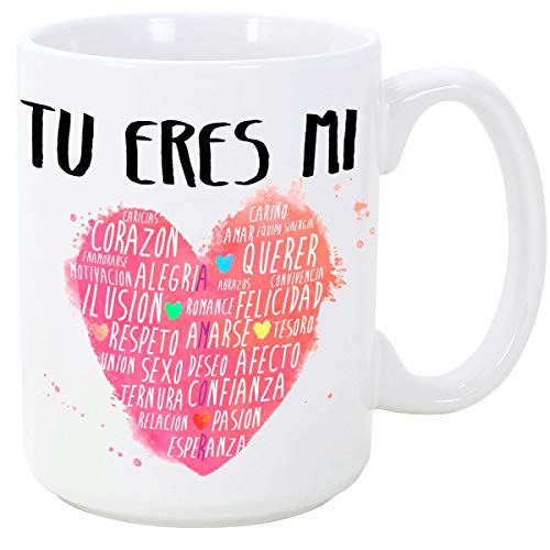 MUGFFINS Taza para Regalar a Enamorados/San Valentín - Tú Eres mi corazón - cerámica 350 ml - Tazas con Frases de Regalo para Novios/Novias. Anive