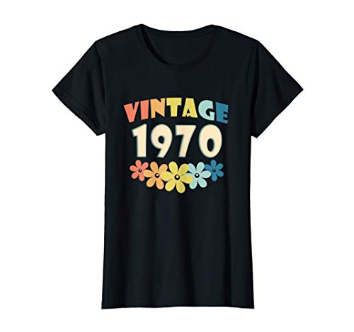 Mujer 50 Años Cumpleaños Mujer Regalo 1970 Vintage Flor Camiseta