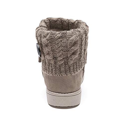 Mujer Botas De Nieve De Punto Unidas para Mujer Beige 37 (Talla de Suela es Asiática 38)