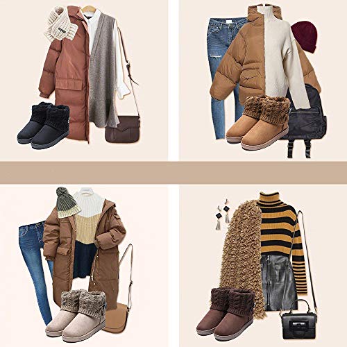 Mujer Botas De Nieve De Punto Unidas para Mujer Beige 37 (Talla de Suela es Asiática 38)