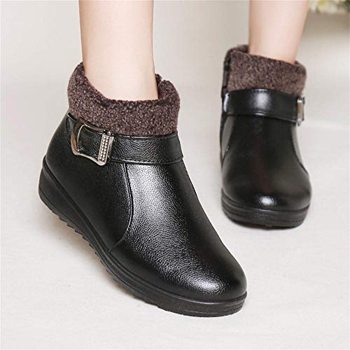 Mujer Botas de Nieve Zapatos Invierno Impermeables Calientes Botine Forradas Cortas Tobillo Boots de Cuero