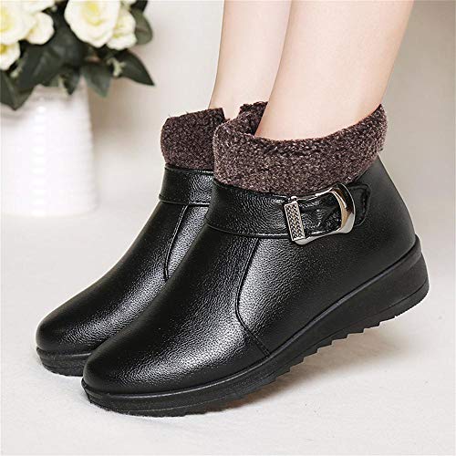 Mujer Botas de Nieve Zapatos Invierno Impermeables Calientes Botine Forradas Cortas Tobillo Boots de Cuero