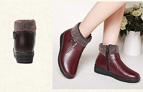 Mujer Botas de Nieve Zapatos Invierno Impermeables Calientes Botine Forradas Cortas Tobillo Boots de Cuero