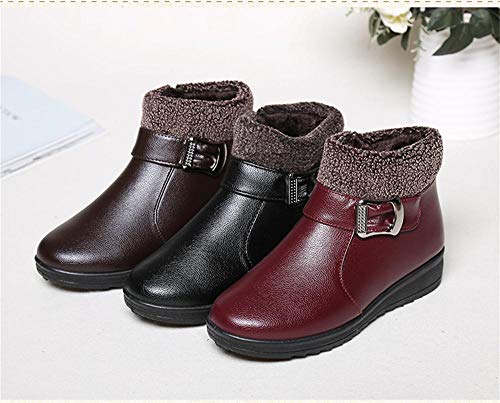 Mujer Botas de Nieve Zapatos Invierno Impermeables Calientes Botine Forradas Cortas Tobillo Boots de Cuero