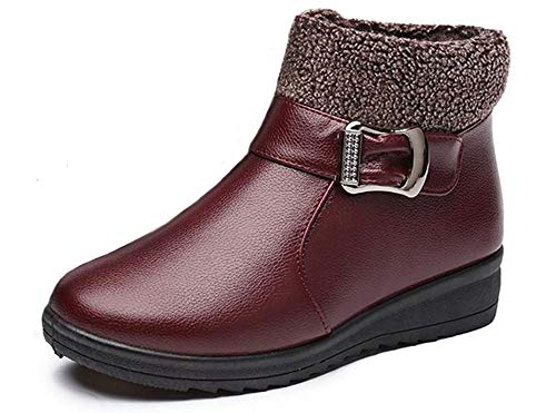 Mujer Botas de Nieve Zapatos Invierno Impermeables Calientes Botine Forradas Cortas Tobillo Boots de Cuero