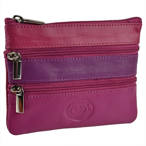 Mujer Calidad Cuero Monedero de Londres Leather Goods Cambio 4 Colores - Colorete