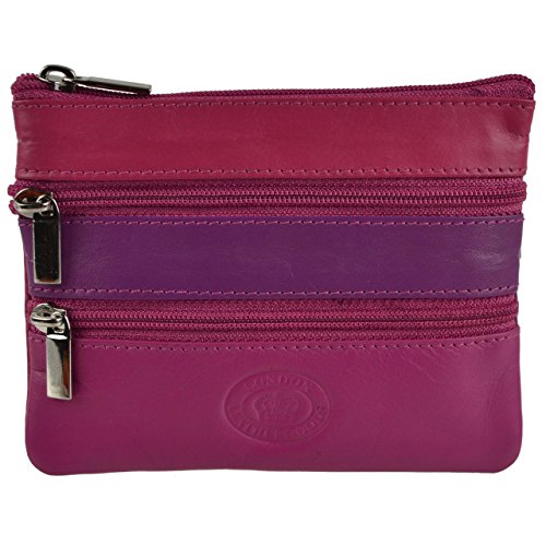 Mujer Calidad Cuero Monedero de Londres Leather Goods Cambio 4 Colores - Colorete