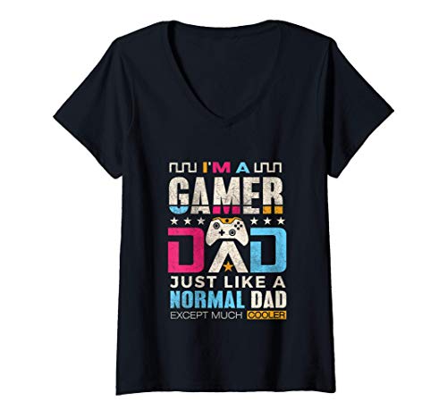 Mujer Camisa de papá jugador Camiseta de videojuegos divertidos Camiseta Cuello V