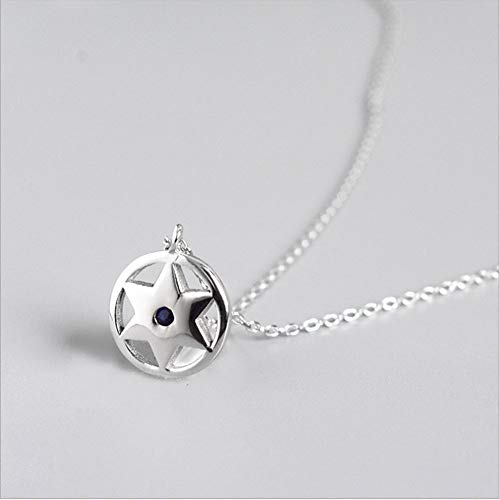 Mujer Collares Plata Ley 925, Brújula Misteriosa Estrella De Seis Puntas De Forma Exquisita Clavícula Necklace, Moda Temperamento No Es Fácil A Desvanecerse, Señoras Fina Joyería Regalo Accesor