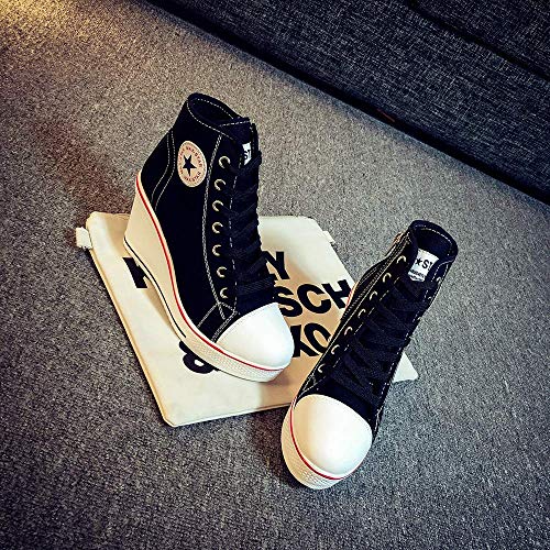 Mujer Cuñas Zapatos 35-43 EU De Lona High-Top Zapatos Casuales Talla Grande Zapatillas de Cuña para Mujer Zapatillas de Deporte Zapatillas Altas Primavera/Verano Tacón Cuña