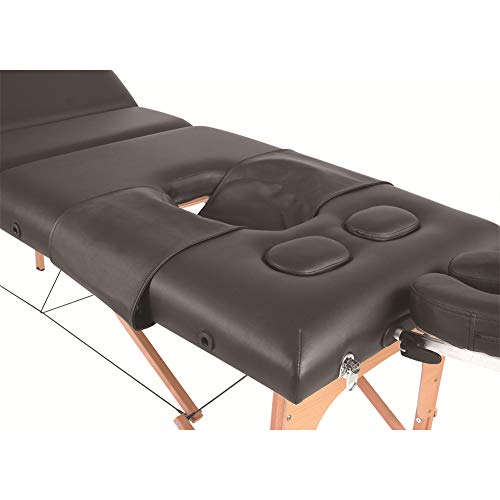 Mujer embarazada Mesa de Masaje Camillas de Masaje Plegable de 3 Secciones Camilla Portátil y Profesional con Patas de Madera Respaldo Regulable Bolsa de Transporte Reposacabezas