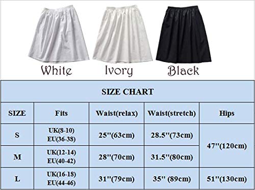 Mujer Enagua de Algodón Antiestática Larga Combinación para Vestido Antideslizante Plisado Plain Falda Blanco Marfil Negro