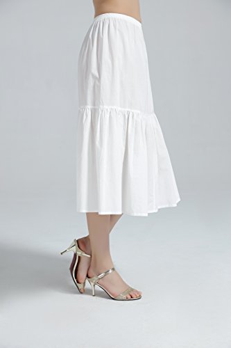 Mujer Enagua de Algodón Antiestática Larga Combinación para Vestido Antideslizante Plisado Plain Falda Blanco Marfil Negro