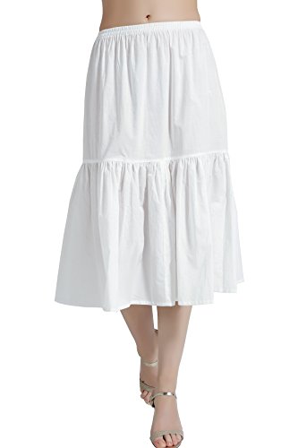 Mujer Enagua de Algodón Antiestática Larga Combinación para Vestido Antideslizante Plisado Plain Falda Blanco Marfil Negro