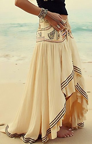 Mujer Faldas Largas Verano Playa Elegantes Vintage Hippies Boho Impresa Falda Cintura Alta Irregular Dobladillo Falda Plisada Ropa Fiesta Moda