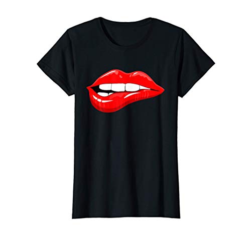 Mujer Labios beso boca beso sexy labios rojos Camiseta