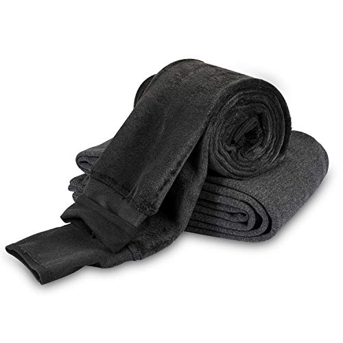 Mujer Leggings Forro Polar Polainas Cintura Alta Suave Elástico Invierno cálido Pantalones de Control de Barriga, 2 Paquetes (Negro + Gris Oscuro)