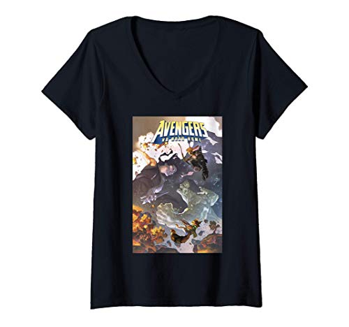 Mujer Marvel Avengers No Road Home Team Hulk Vs. Nyx Comic Cover Camiseta Cuello V