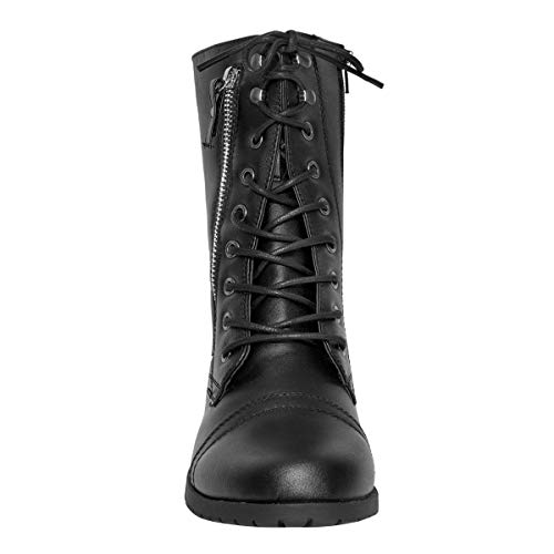 Mujer Militar Combate Cordones Cremallera Grunge Estilo Motero Gabardina Punk Gótico Botines Talla - Piel Sintética Negro, 41